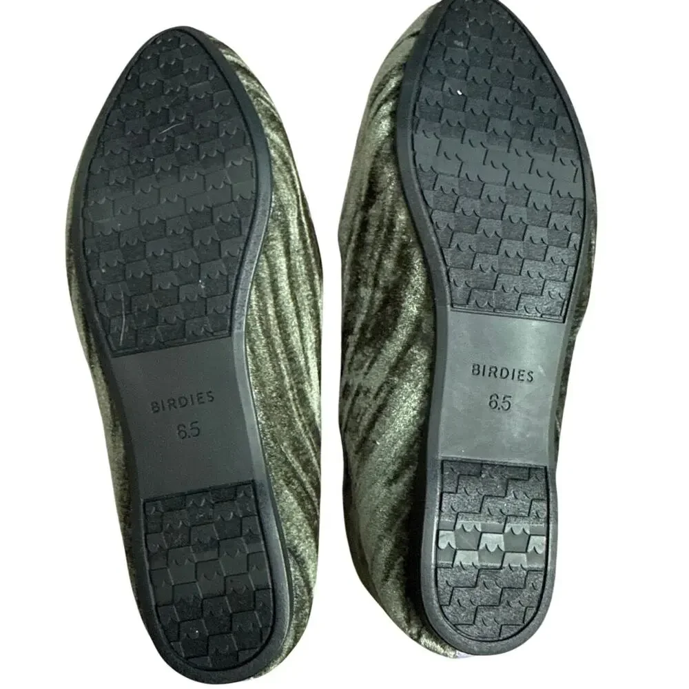 Birdies The Heron Velvet Loafer Flats in Olivine Size 6.5
